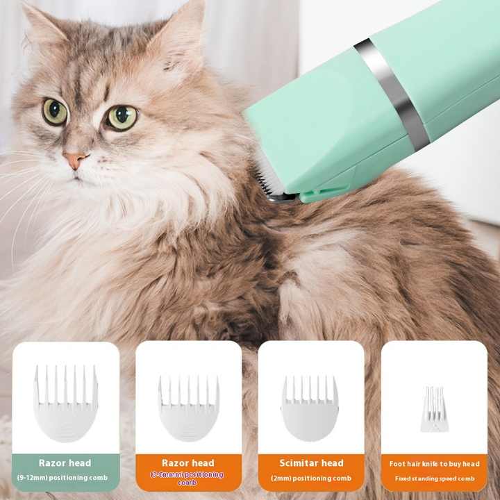 Light Green 4-in-1 Pet Grooming Electric Clippers - Rechargeable