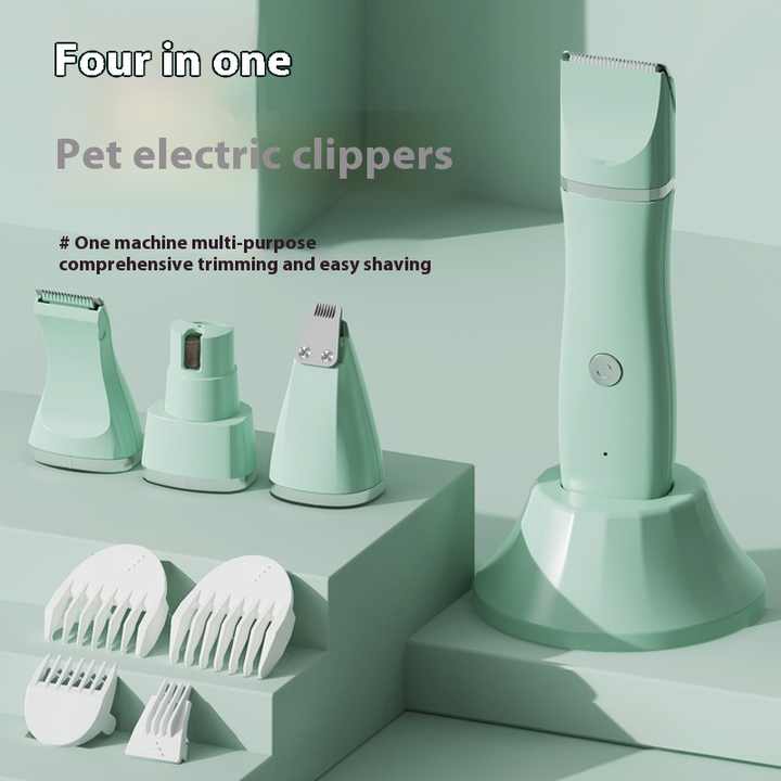 White 4-in-1 Pet Grooming Electric Clippers - Rechargeable