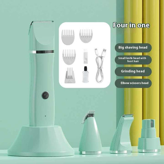 Light Green 4-in-1 Pet Grooming Electric Clippers - Rechargeable